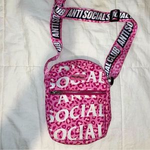 Anti Social Social Club Hot Pink Leopard Print Side Bag